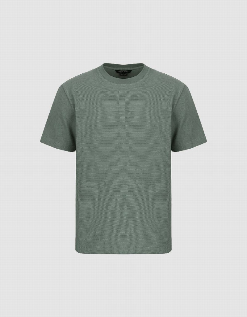 Urban Revivo Crew Neck Straight Men's T Shirts Green | IOB8129VK