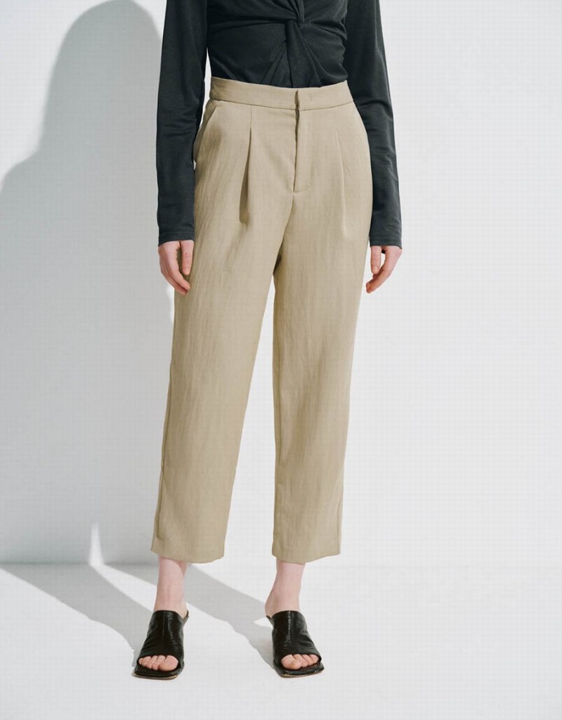 Urban Revivo Cropped Carrot Fit Women's Pants Khaki | XOU4957LG