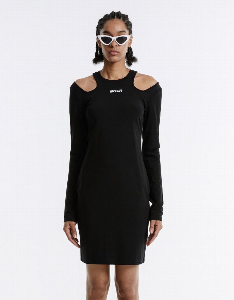 Urban Revivo Cut Out Letter Women's Dress Black | QIS15100AW