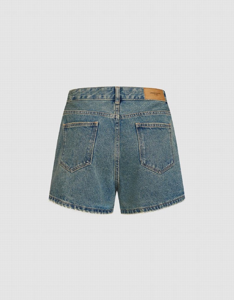 Urban Revivo Denim Women's Shorts Blue | IXF908UA