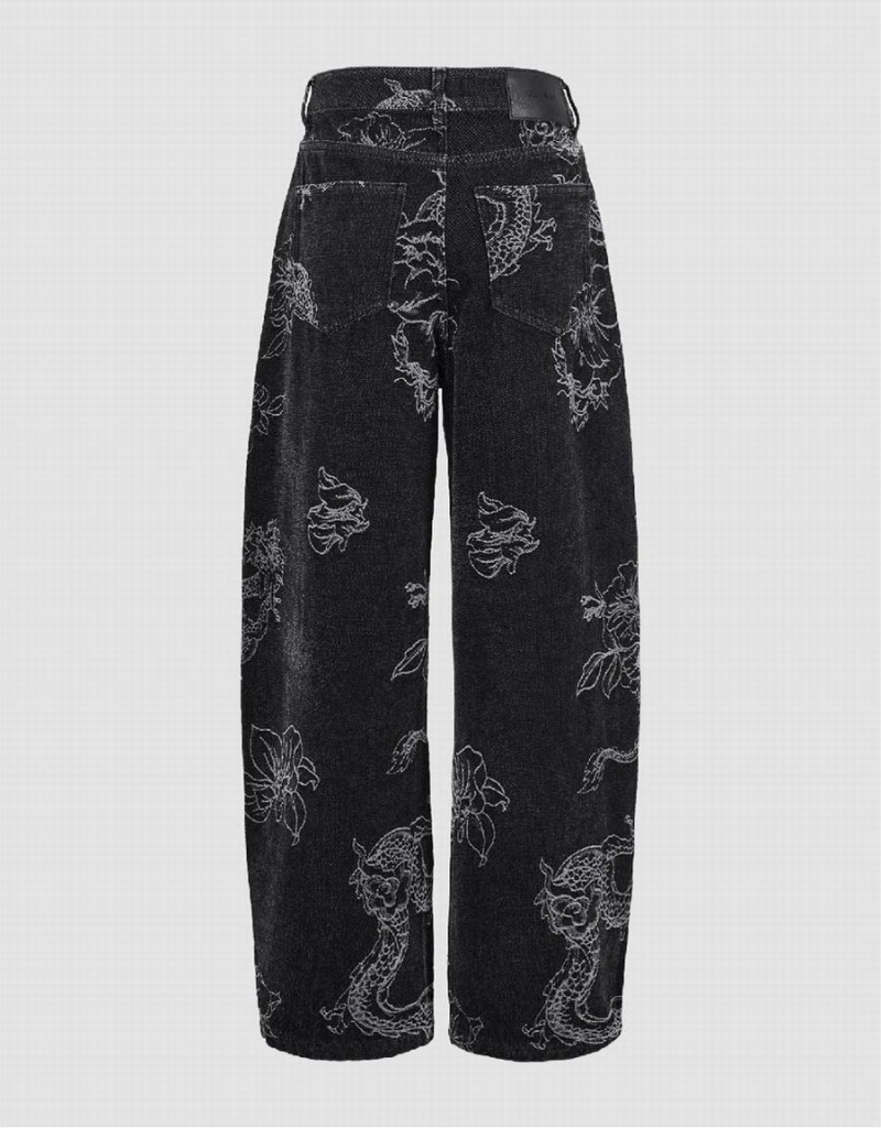 Urban Revivo Dragon Printed Carrot Fit Women's Jeans Black | LRZ3281NR