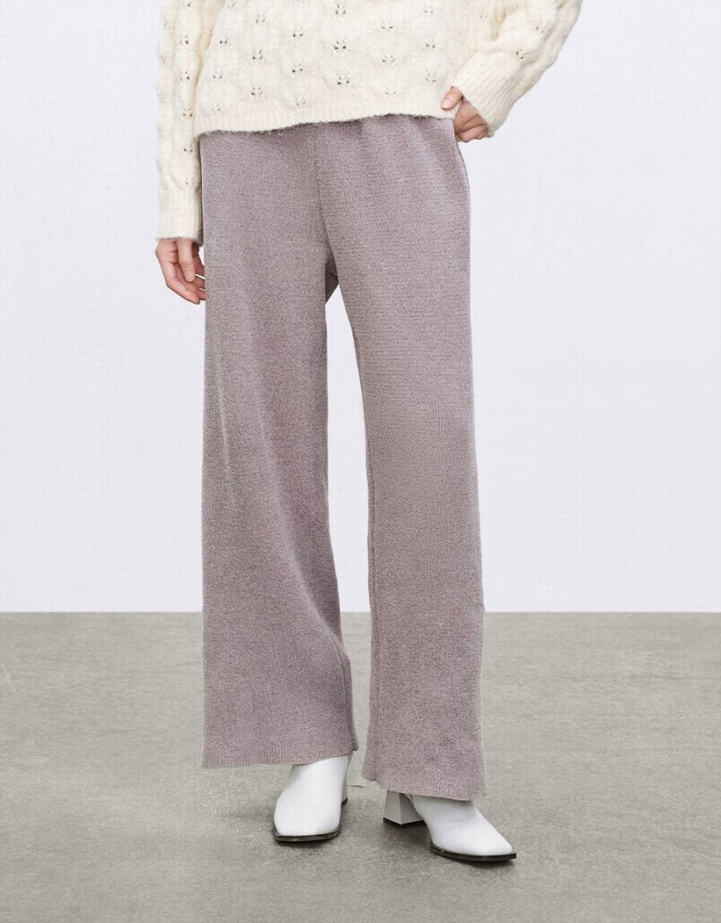 Urban Revivo Drawstring Straight Leg Knit Women's Pants Light Grey | NRY8945DE