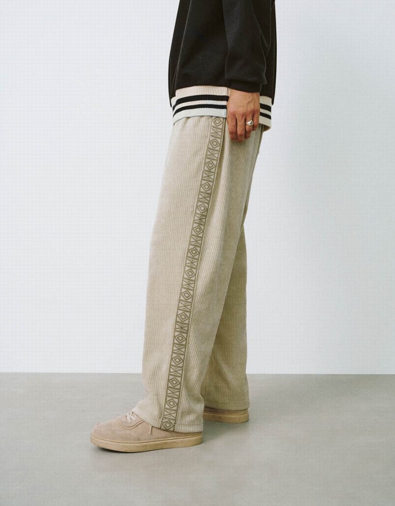 Urban Revivo Drawstring Waist Straight Men's Pants Khaki | TYC842DV