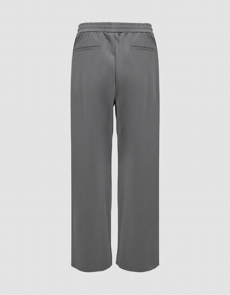 Urban Revivo Drawstring Waist Wide-Leg Loose Men's Pants Grey | EOO778HD