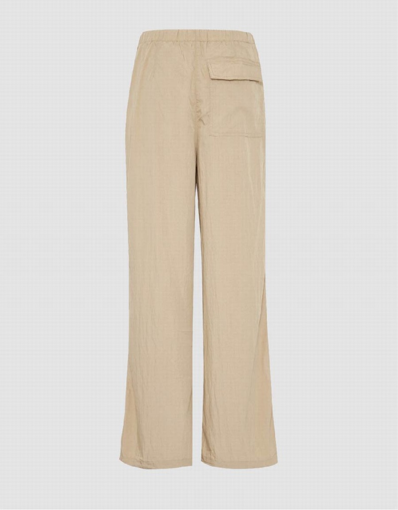 Urban Revivo Drawstring Waist Wide-Leg Women's Pants Khaki Grey | SLG2764AT