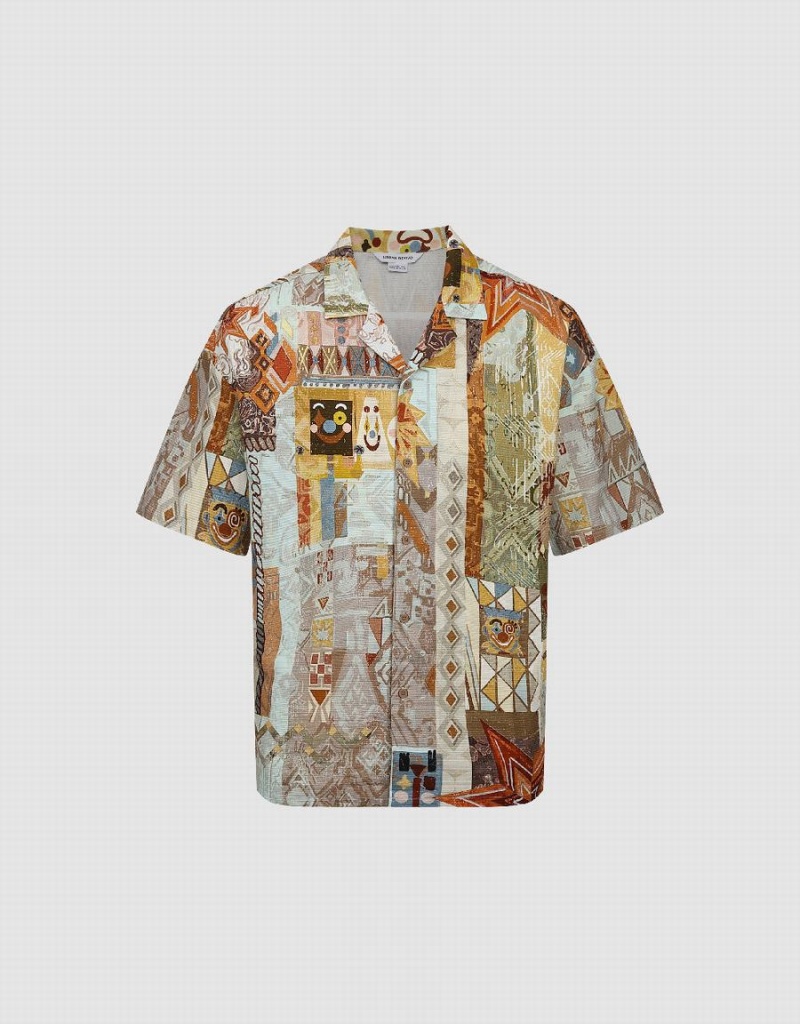 Urban Revivo Drop Shoulder Sleeve Loose Men's Shirts Multicolor | IKA1867SD