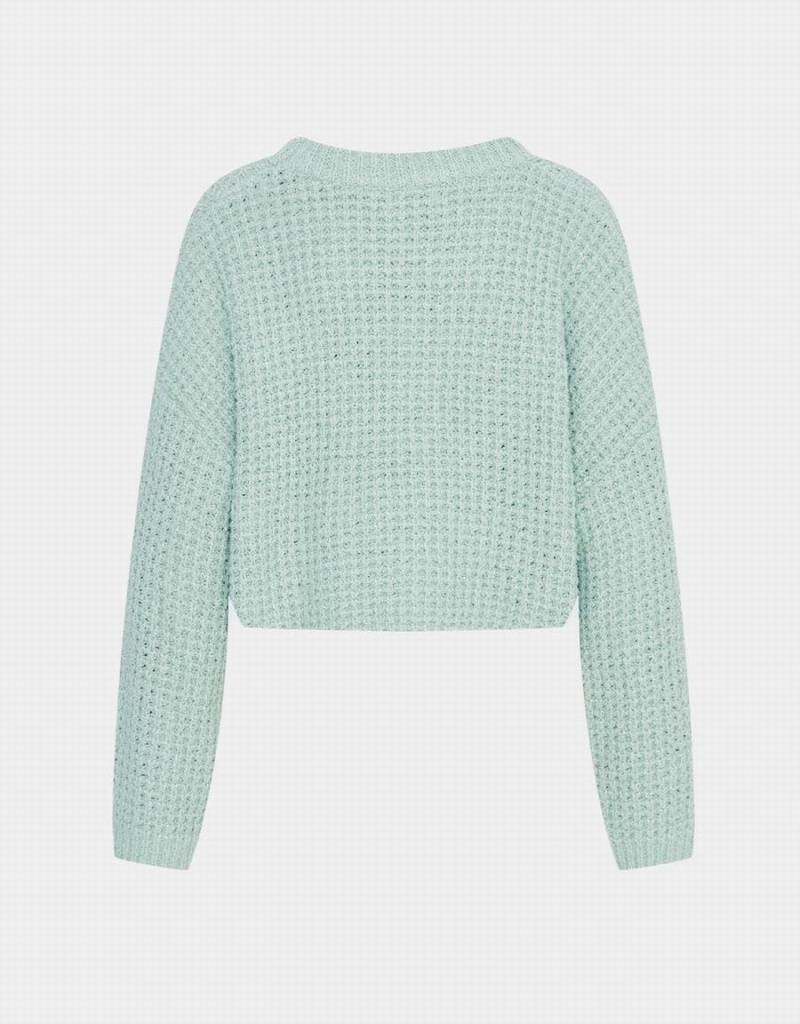 Urban Revivo Drop Shoulder Cropped Women's Sweaters Green | QOX7722YA