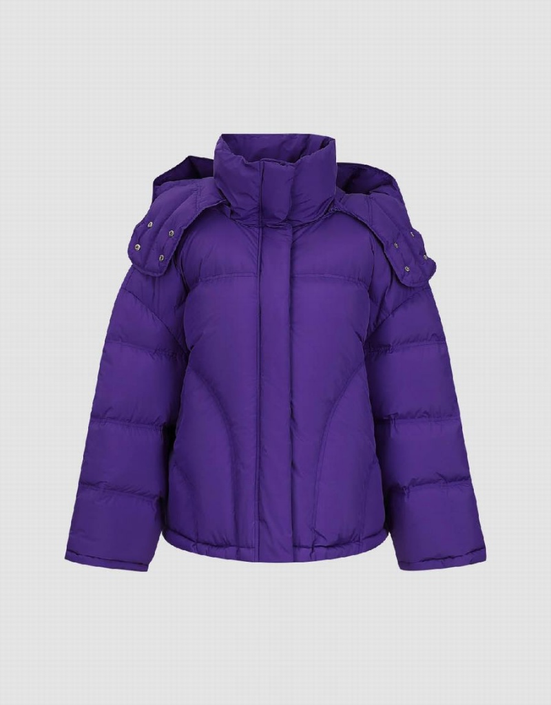 Urban Revivo Drop Shoulder Sleeve Women's Puffer Jacket Purple | RBH10068QL