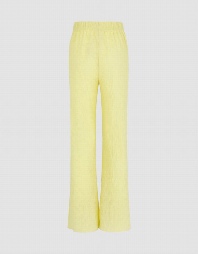 Urban Revivo Elastic Waist Knitted Flare Women's Pants Yellow | IFP7435QE