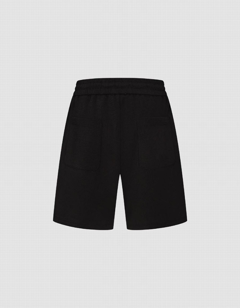 Urban Revivo Elastic Waist Loose Men's Shorts Black | NBX6176KA