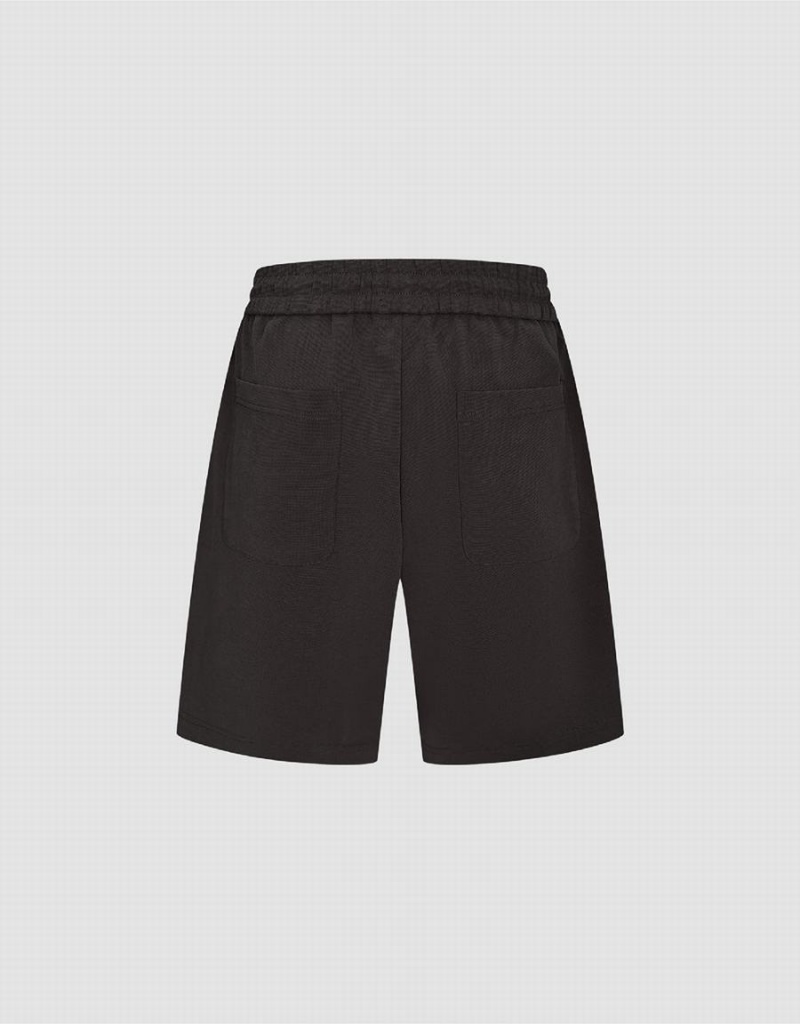 Urban Revivo Elastic Waist Loose Men's Shorts Black | NBX6176KA