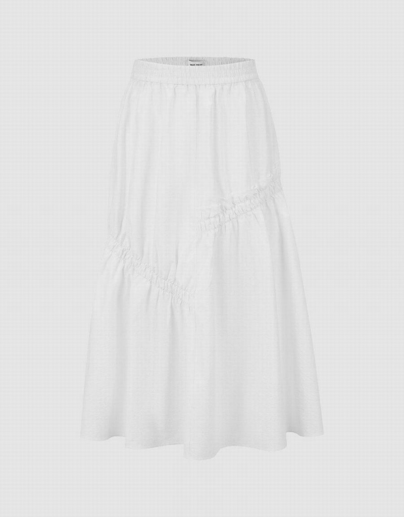 Urban Revivo Elastic Waist Maxi A-Line Women\'s Skirts White | QBC7574AB