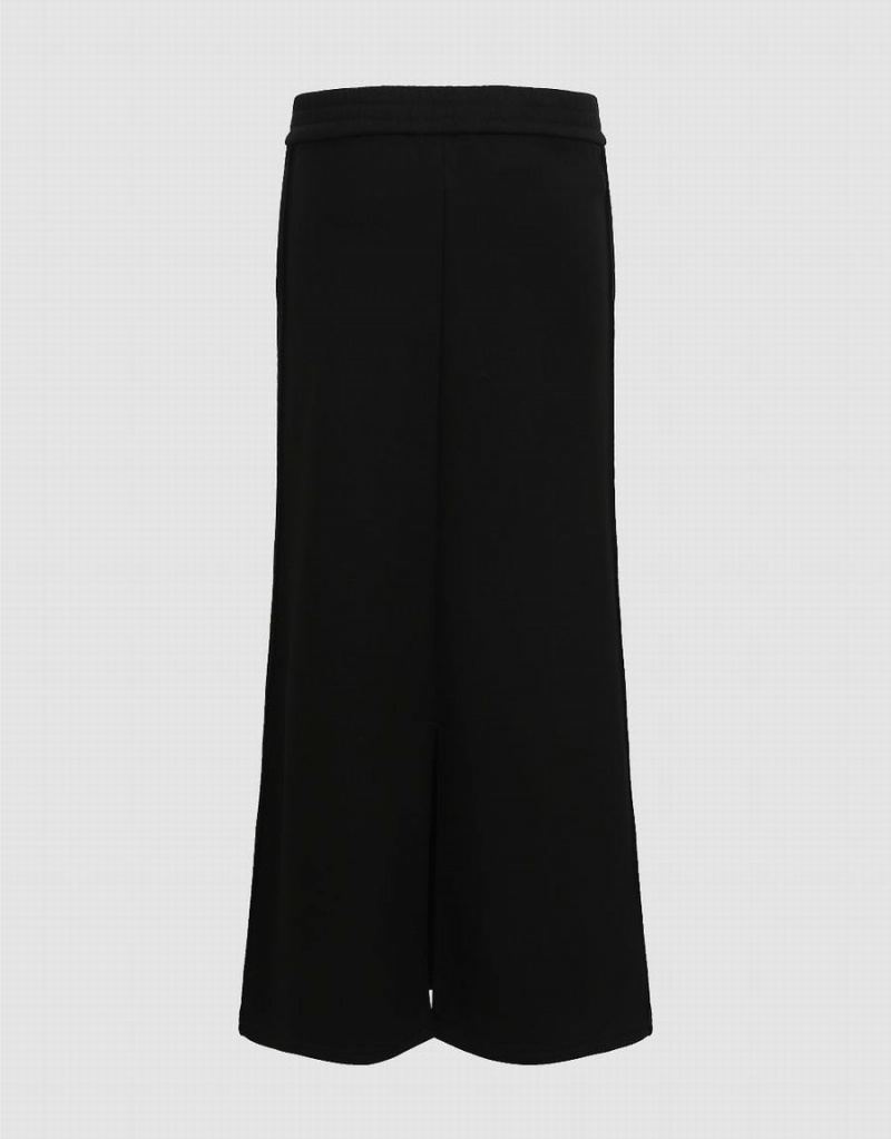 Urban Revivo Elastic Waist Midi Straight Women's Skirts Black | MHJ4454VH