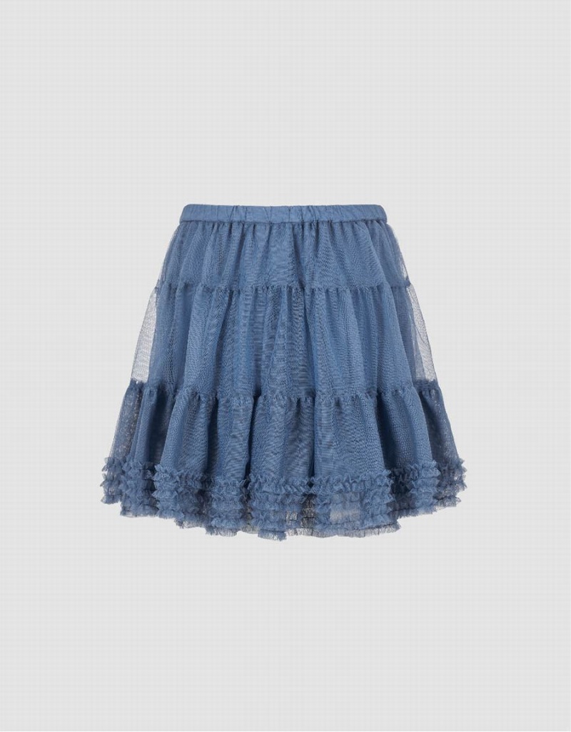 Urban Revivo Elastic Waist Mini A-Line Women's Skirts Blue | WLY1006OD