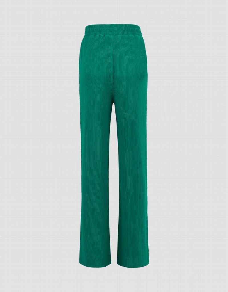 Urban Revivo Elastic Waist Straight Women's Pants Green | HNW3879TP