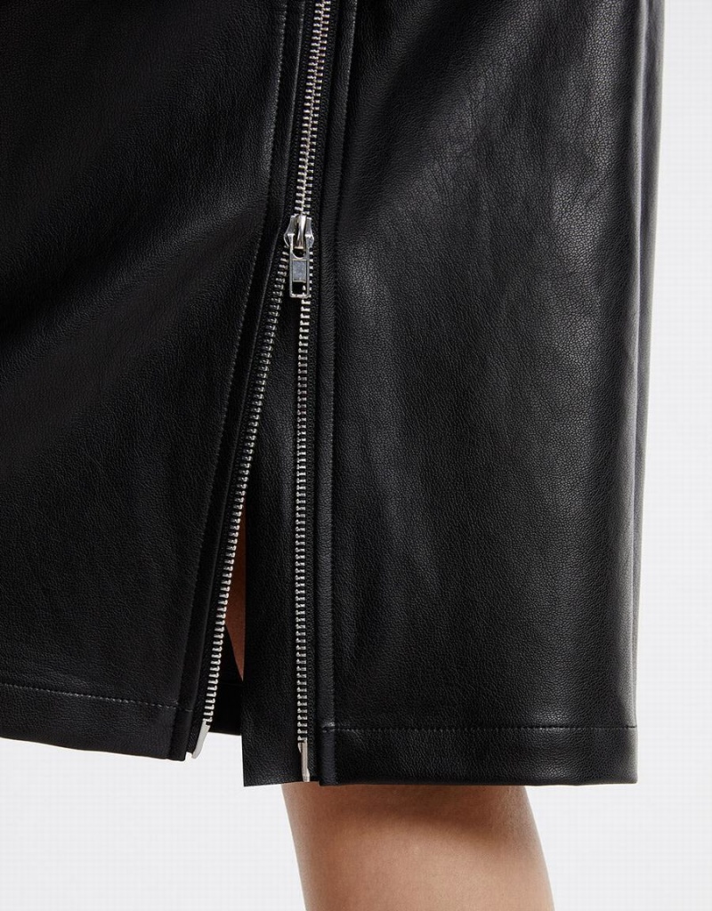 Urban Revivo Faux Leather Women's Skirts Black | TXL8017SN