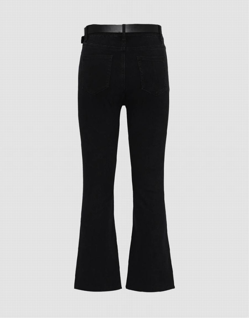 Urban Revivo Flare With Belt Women's Jeans Black | JFS7228TL