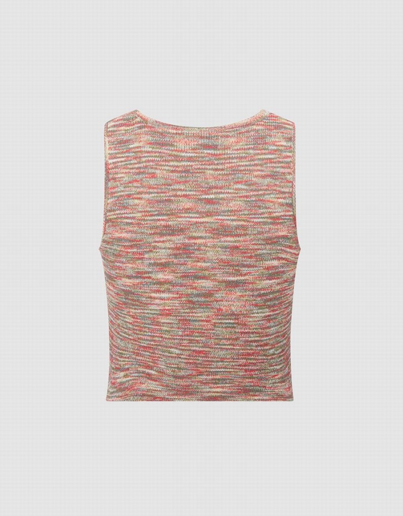 Urban Revivo Flecked Knitted Women's Tank Top Red | ZFS4739NL