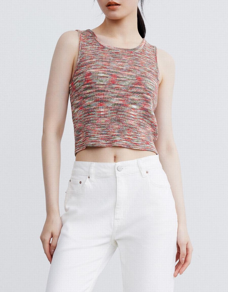 Urban Revivo Flecked Knitted Women's Tank Top Red | ZFS4739NL