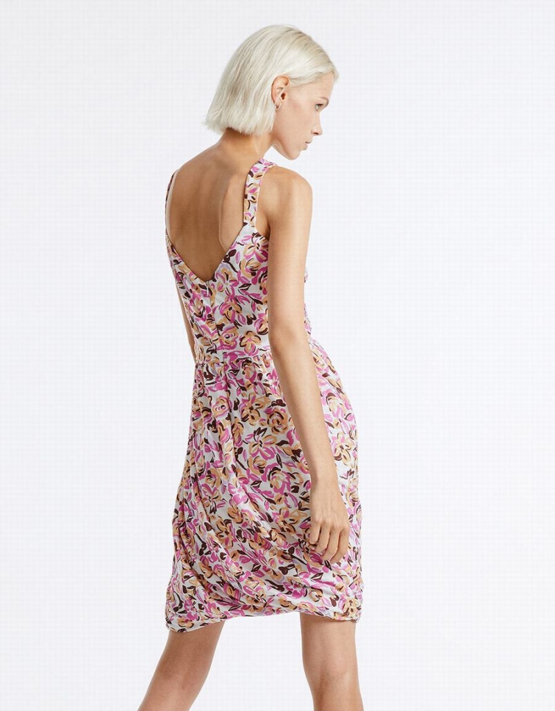 Urban Revivo Floral Balloon Women's Dress Purple | OVO5726YT