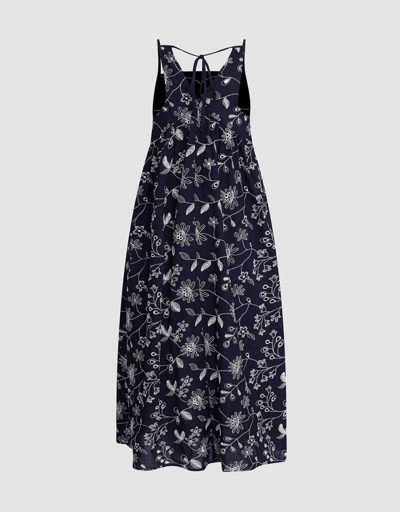 Urban Revivo Floral Sleeveless Midi Women's Dress Black | ICV703DX