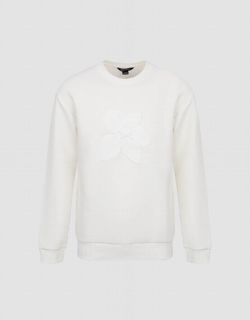 Urban Revivo Flower Embosseed Men's Sweatshirts White | ADJ4356QS