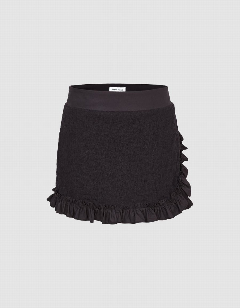 Urban Revivo Frill Trim Mini Women\'s Skirts Black | IRN7363ZO