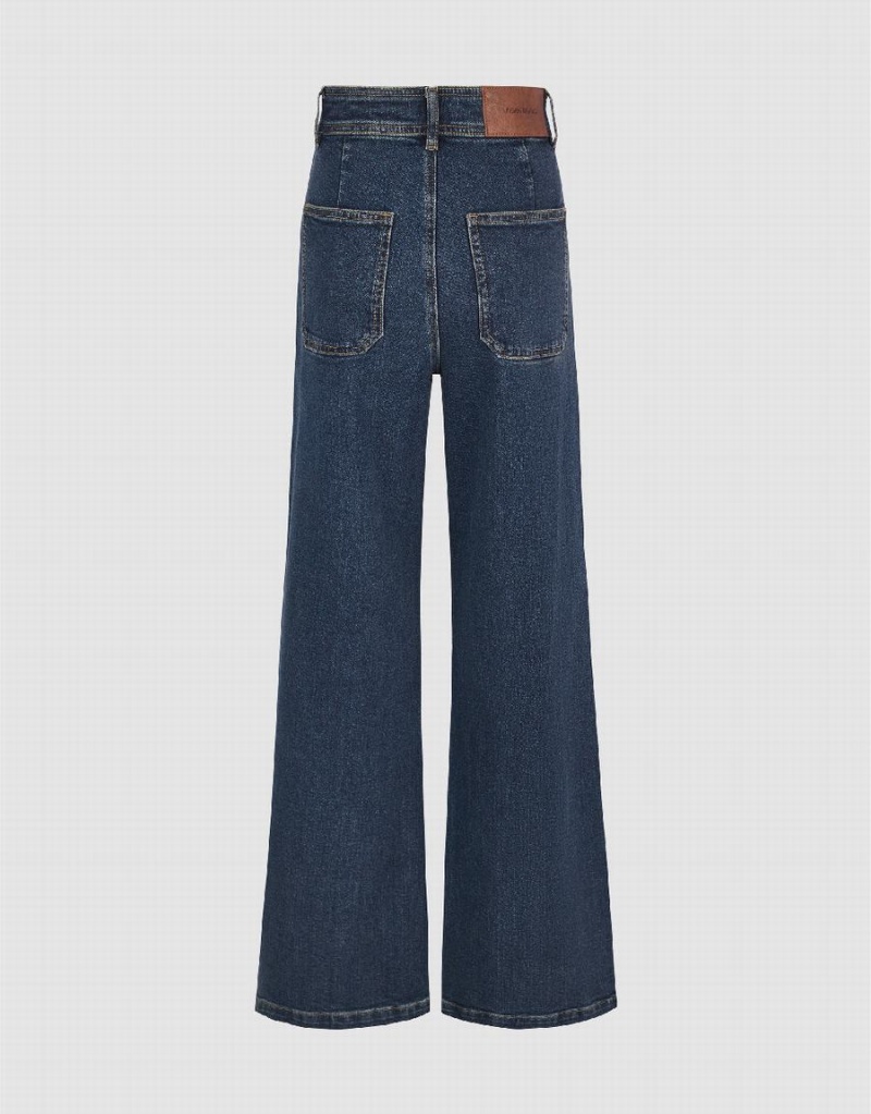 Urban Revivo Front Pocket Wide-Leg Women's Jeans Blue | NPI3773KT