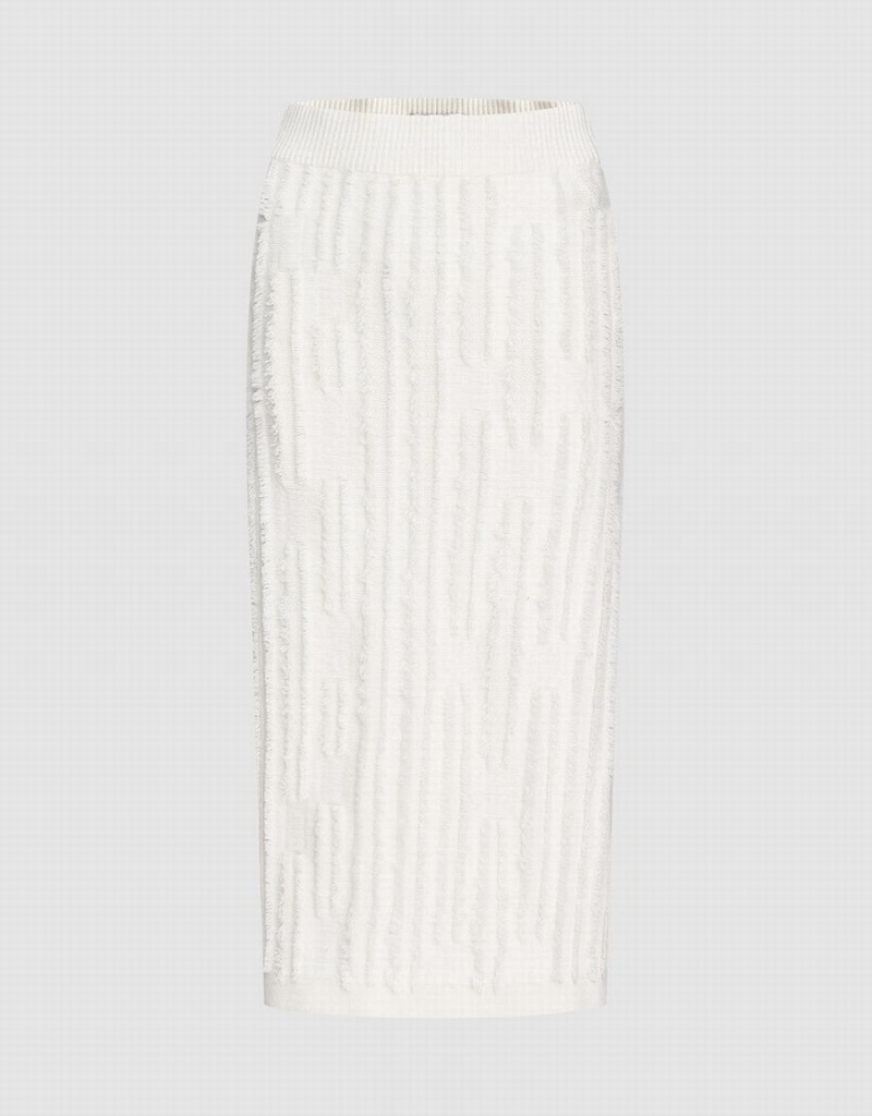 Urban Revivo Fuzzy Knit Women\'s Skirts White | ATQ9591NX