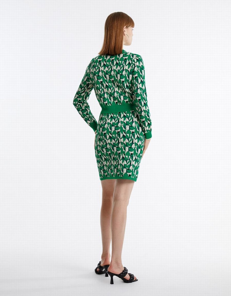 Urban Revivo Geometric Print Knitted Women's Skirts Green | GZG622JK