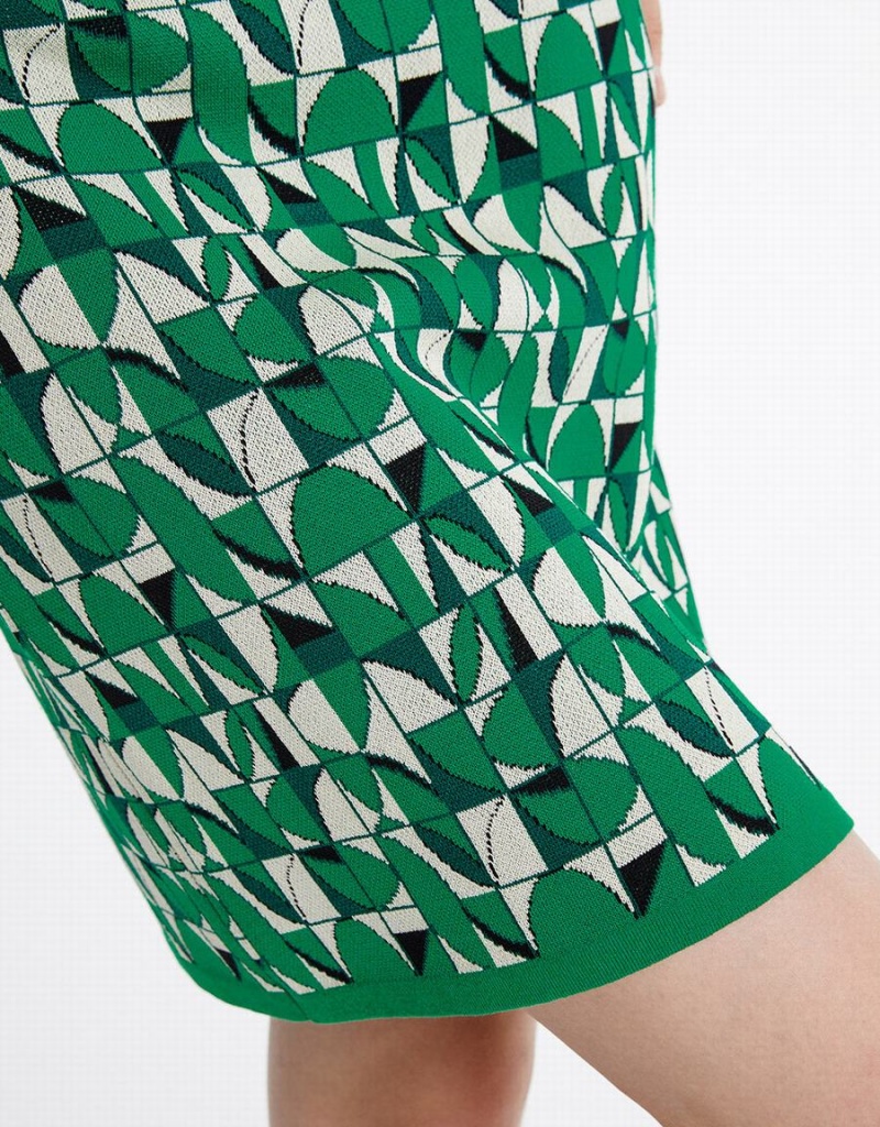 Urban Revivo Geometric Print Knitted Women's Skirts Green | GZG622JK