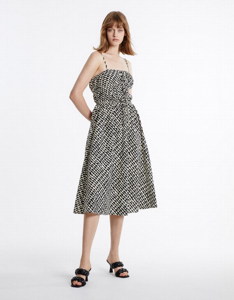 Urban Revivo Geometric Print Midi Women's Dress Grey | JBM5353JH