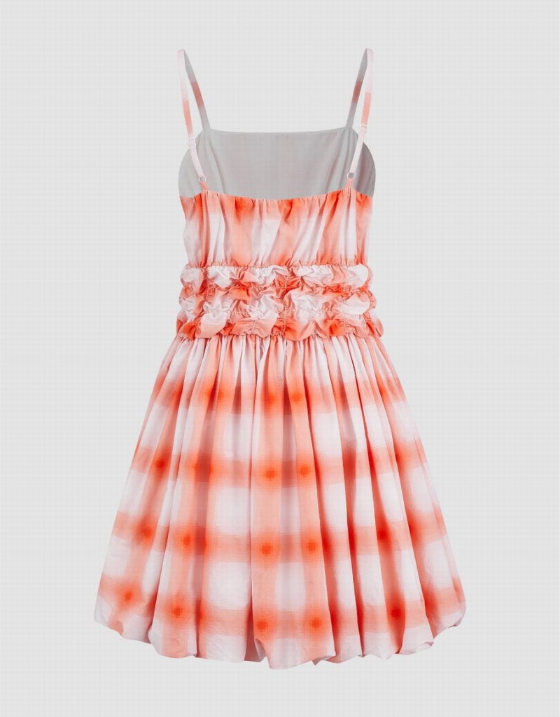 Urban Revivo Gingham A-Line Cami Women's Dress Orange | DWS8124RC