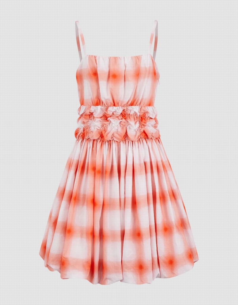 Urban Revivo Gingham A-Line Cami Women's Dress Orange | DWS8124RC