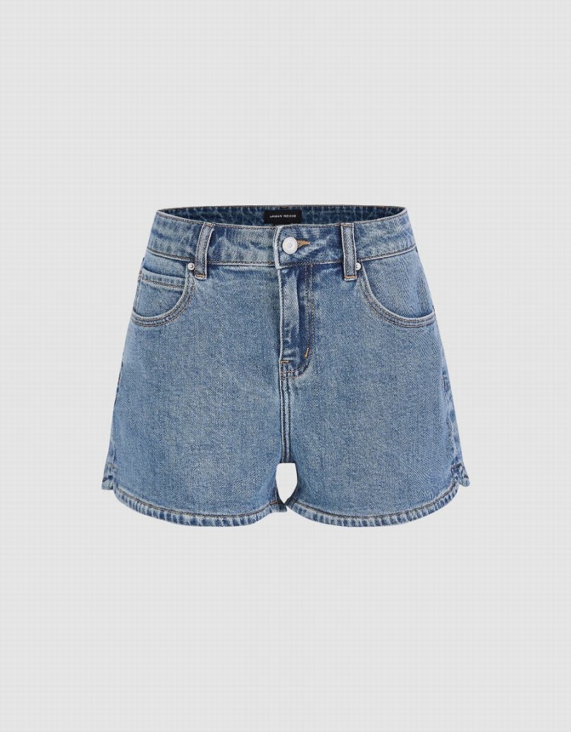 Urban Revivo Glamor Denim Women\'s Shorts Blue | NAX313EJ