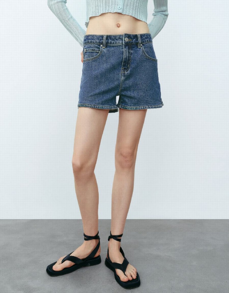 Urban Revivo Glamor Denim Women's Shorts Blue | OSH7732CD