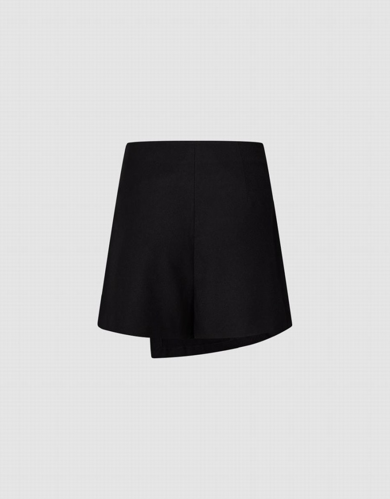 Urban Revivo Glamor Regular Skort Women's Shorts Black | NFO9759CM