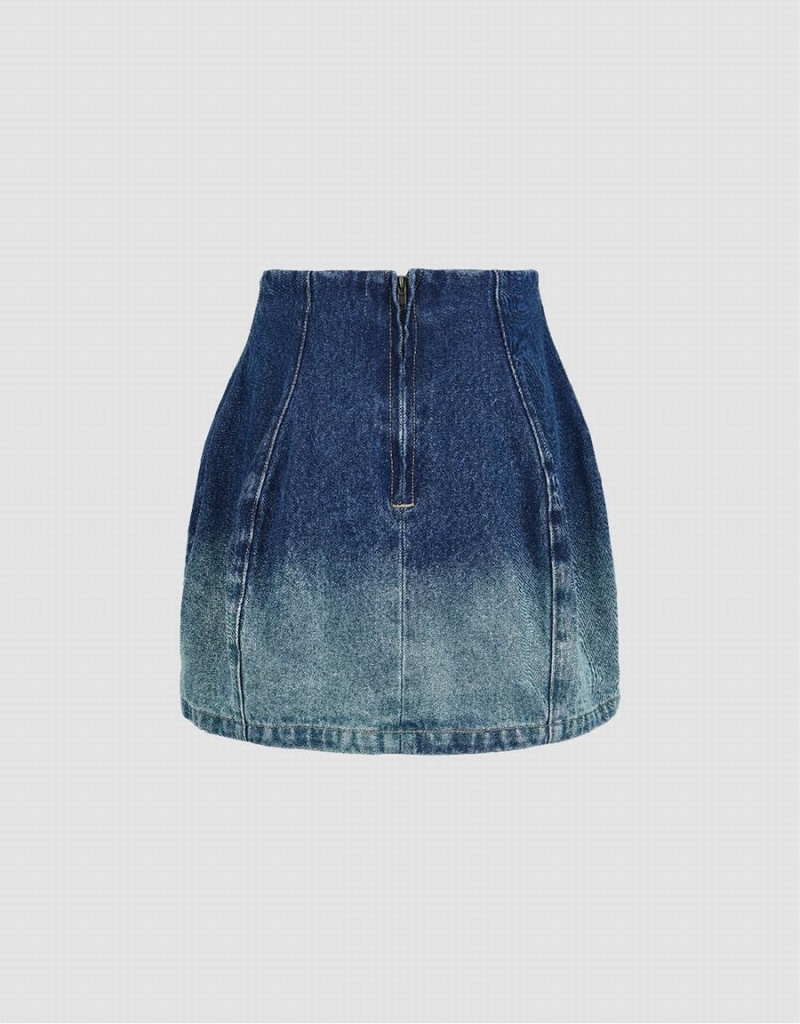 Urban Revivo Gradient Mini A-Line Denim Women's Skirts Blue | JMD2431XZ