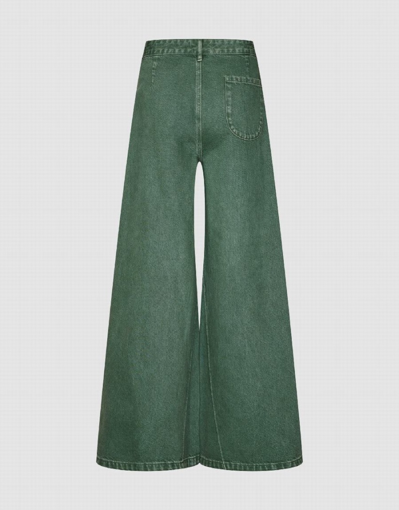 Urban Revivo Gradient Wide-Leg Women's Jeans Green | FXF8447KX