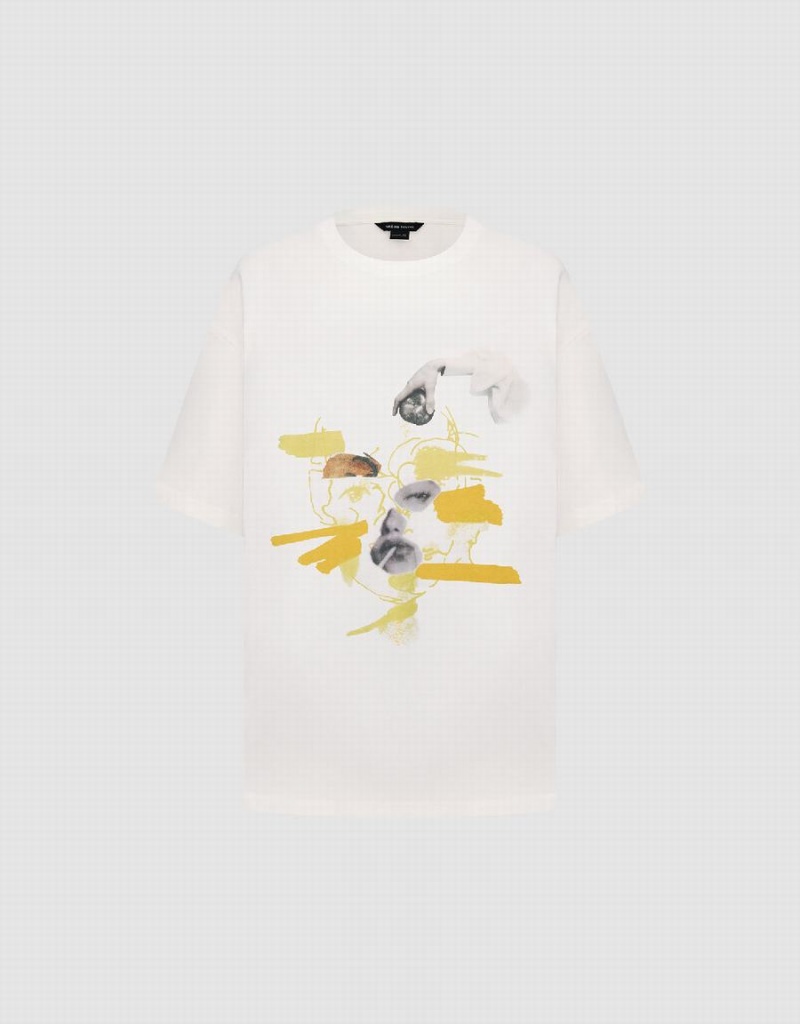 Urban Revivo Graphic Crew Neck Straight Women's T Shirts White | VOW730KM