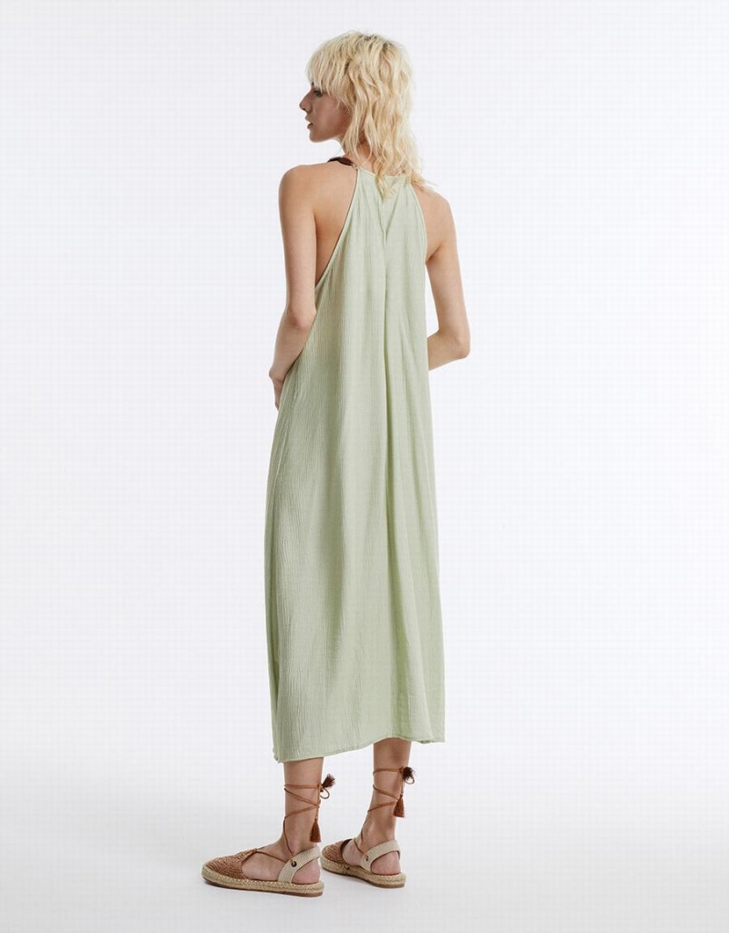 Urban Revivo Halter Midi Women's Dress Green | OFA3945FI