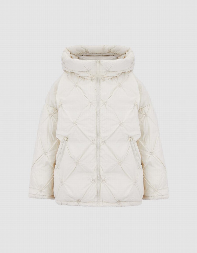 Urban Revivo Heart Detail Quilted Women's Down Jackets White | THH1797TE