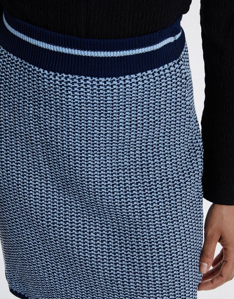 Urban Revivo High Waist Knitted Women's Skirts Blue | QPW49100NK