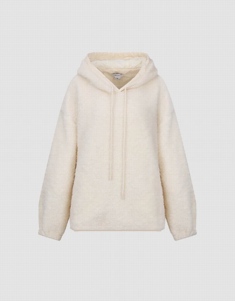 Urban Revivo Hooded Furry Knitted Women's Jackets White | VMW8721YA