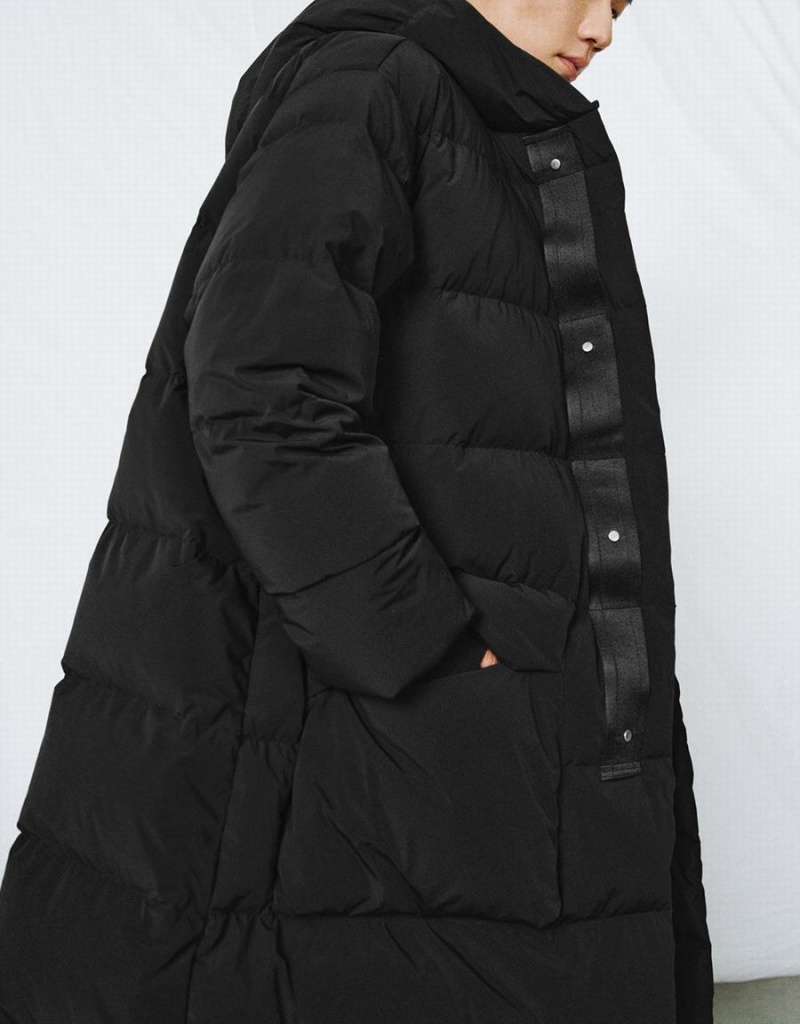 Urban Revivo Hooded Men's Puffer Jacket Black | GUP9938MJ