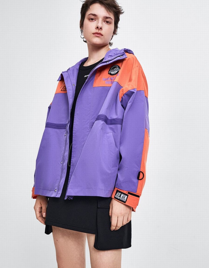 Urban Revivo Hooded Oversized Women's Jackets Purple | YQJ201CV