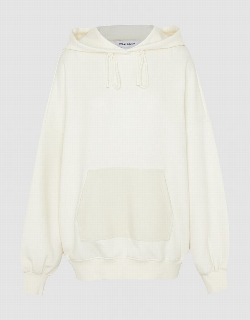 Urban Revivo Hooded Oversized Women's Sweatshirts White | SSX2977AZ