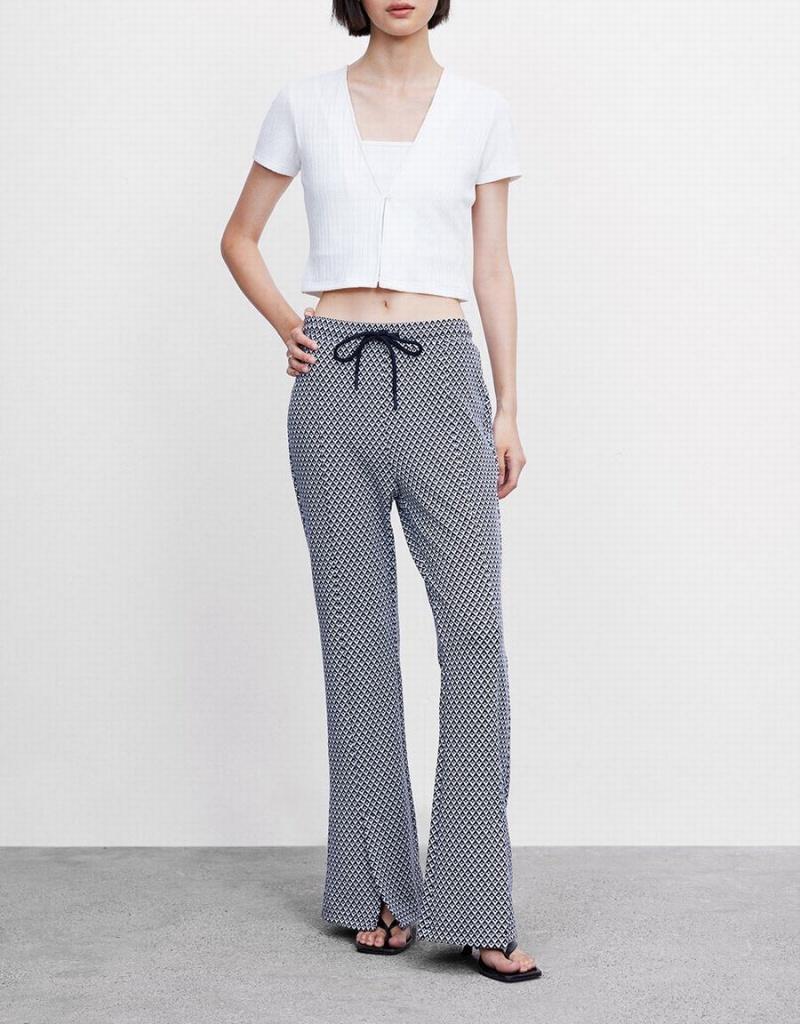 Urban Revivo Houndstooth Flare Women's Pants Grey | GQG9839AB