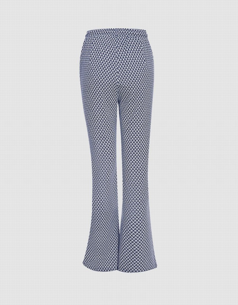 Urban Revivo Houndstooth Flare Women's Pants Grey | GQG9839AB