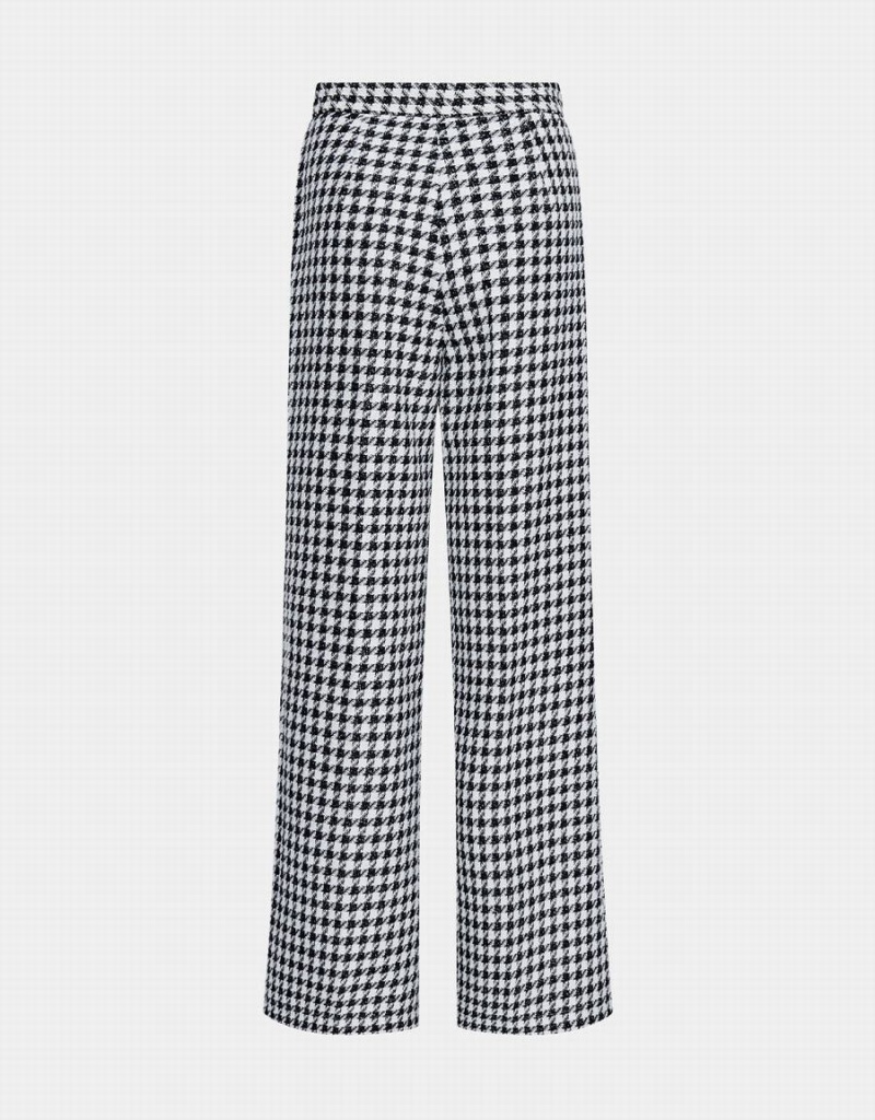 Urban Revivo Houndstooth Pattern Wide Leg Women's Pants White | LXV5494BJ